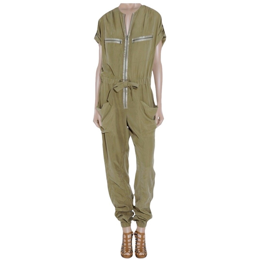 Insprd‎ By Tezza Military Cargo Belted Parachute Jumpsuit Womens M Olive NWT